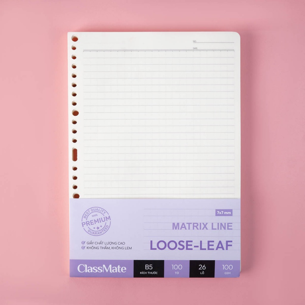 [Đơn 63K Tặng Bút] Giấy Refill Đa Năng Matrix Line Classmate 100GSM Tráng Keo Chống Thấm Ruột Sổ Còng B5 Viết Ngôn Ngữ