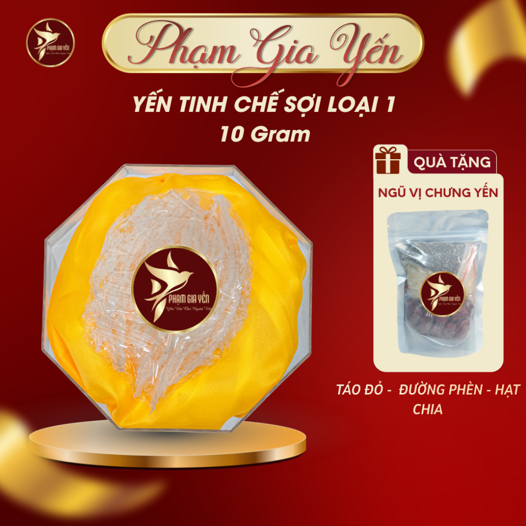 Tổ Yến Tinh Chế Sợi Cao Cấp Dùng Thử 10 Gram Nguyên Chất 100% - Yến Sào Phạm Gia - Yến Tinh Chế