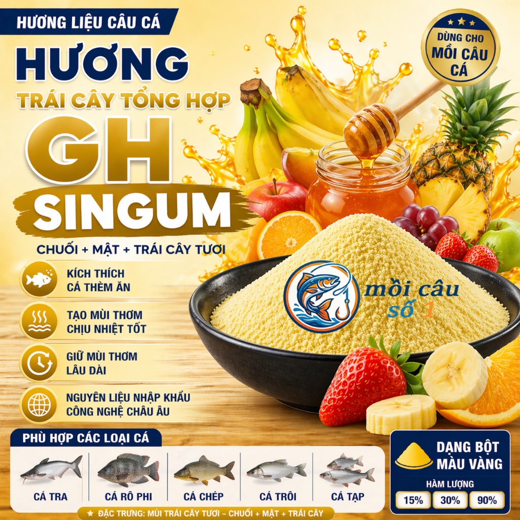 Tinh Mùi Chuối Mật Đậm Đặc – Dụ Cá Tra Rô Phi Chép Cực Nhạy – Hương Câu Cá | Trái Cây Tổng Hợp Singum GH | Fruity Flavor