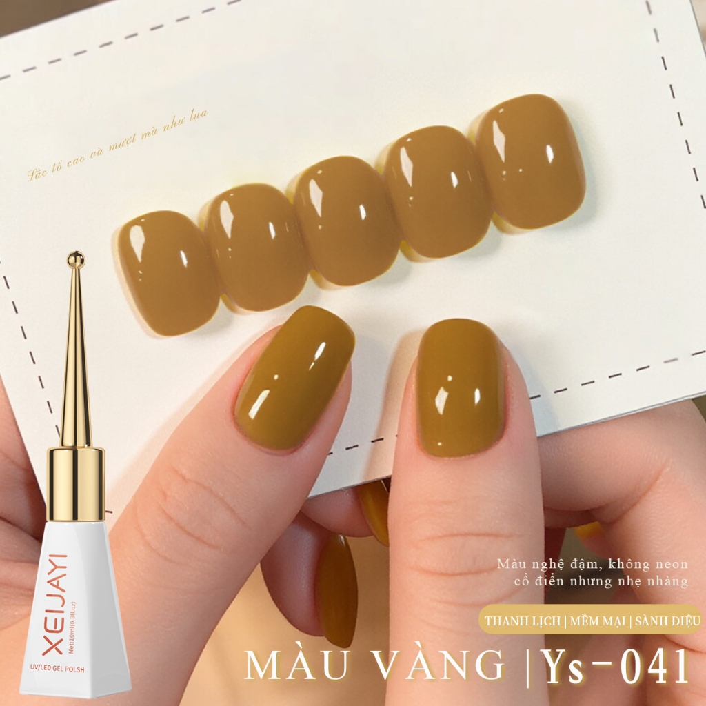 XEIJAYI 10ml - Sơn móng tay dạng gel màu vàng cổ điển, độ bóng lâu trôi, thích hợp sử dụng tại salon và nhà.