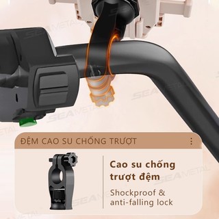 SEAMETAL [Mẫu Mới] Giá Đỡ Điện Thoại Xe Đạp Xe Máy Chân Kim Loại Chống Rung Có Mũ Chụp Kẹp Gắn 360 Độ