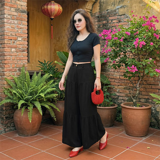 Quần Giả Váy, Quần nữ thiết kế giả váy lưng thun phía sau, chất liệu Linen cao cấp, mặc đứng fom lên dáng