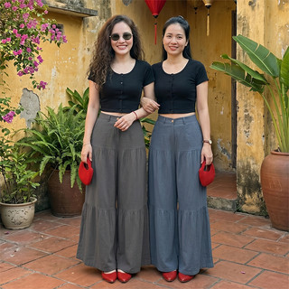 Quần Giả Váy, Quần nữ thiết kế giả váy lưng thun phía sau, chất liệu Linen cao cấp, mặc đứng fom lên dáng