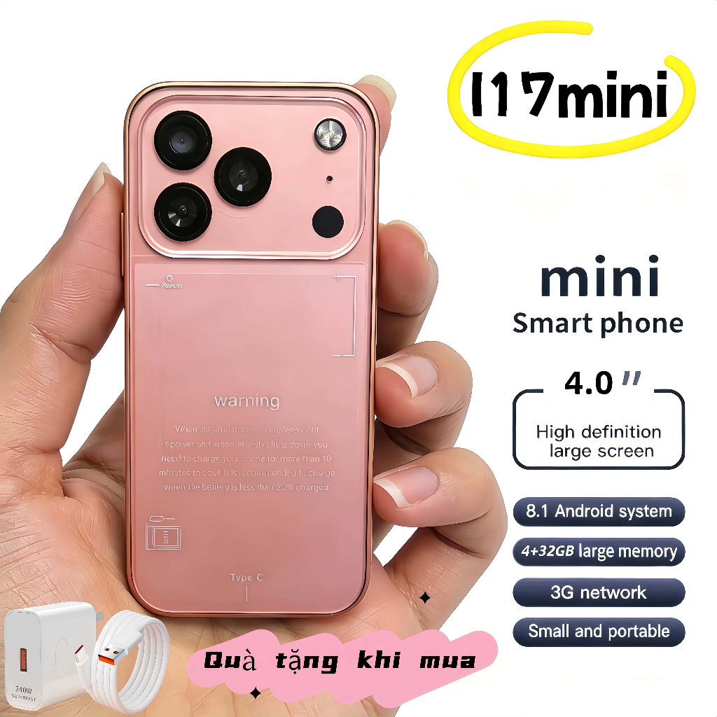 Điện thoại mini siêu nhỏ cảm ứng i17mini. Tặng củ sạc chuyên dụng Mua điện thoại di động mini cung cấp bộ sạc nhanh 240w
