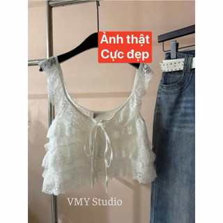 VMY Studio - Áo ren bèo nhiều tầng sexy trẻ trung nữ, áo 2 dây ren phối bèo tầng QCCC nữ