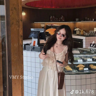 VMY Studio - Áo ren bèo nhiều tầng sexy trẻ trung nữ, áo 2 dây ren phối bèo tầng QCCC nữ