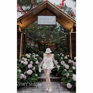 VMY Studio - Áo ren bèo nhiều tầng sexy trẻ trung nữ, áo 2 dây ren phối bèo tầng QCCC nữ