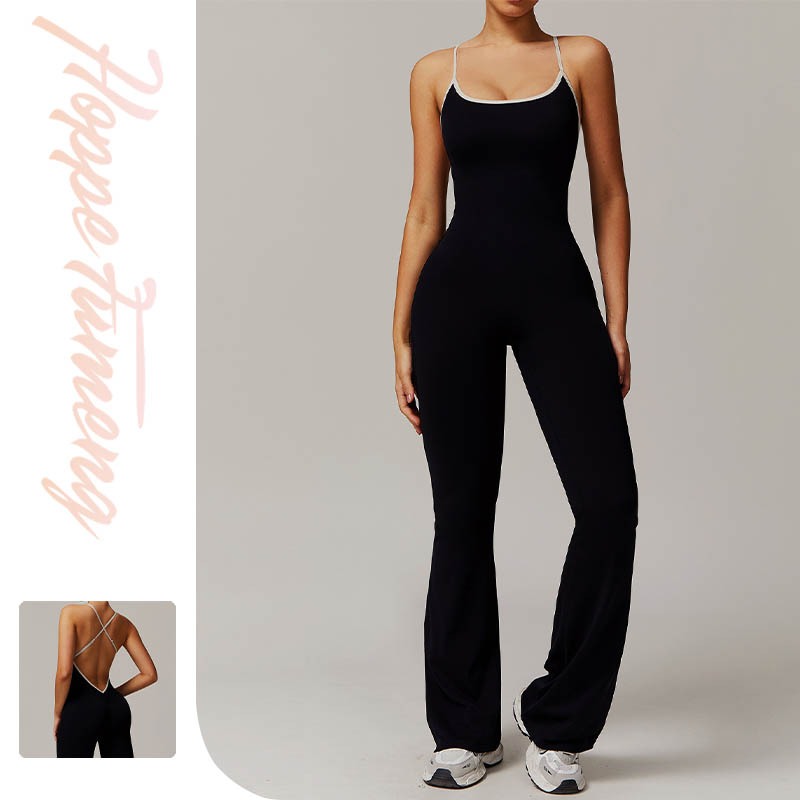 【Fumeng】Bộ jumpsuit nữ tập gym phong cách hotgirl eo cao lưng tròn