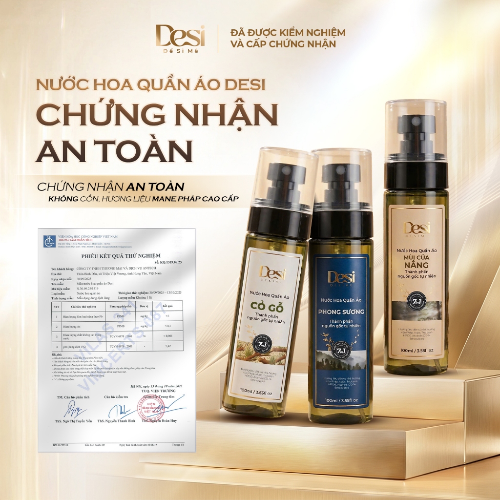 [Tặng Túi Giặt 2L] Combo 2 Nước Hoa Quần Áo Desi Hương Thơm Từ Pháp, Xịt Thơm Quần Áo Chai 100ml Lưu Hương 10H