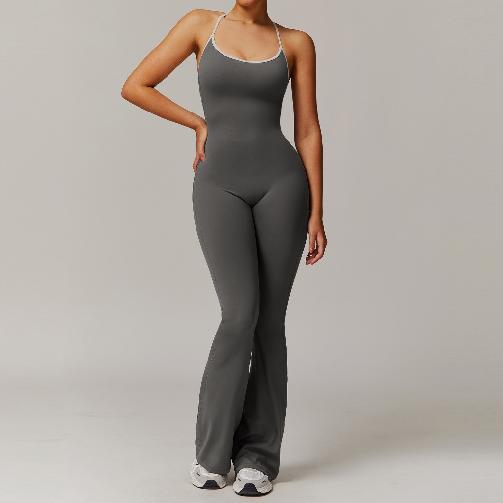 【Fumeng】Bộ jumpsuit nữ tập gym phong cách hotgirl eo cao lưng tròn