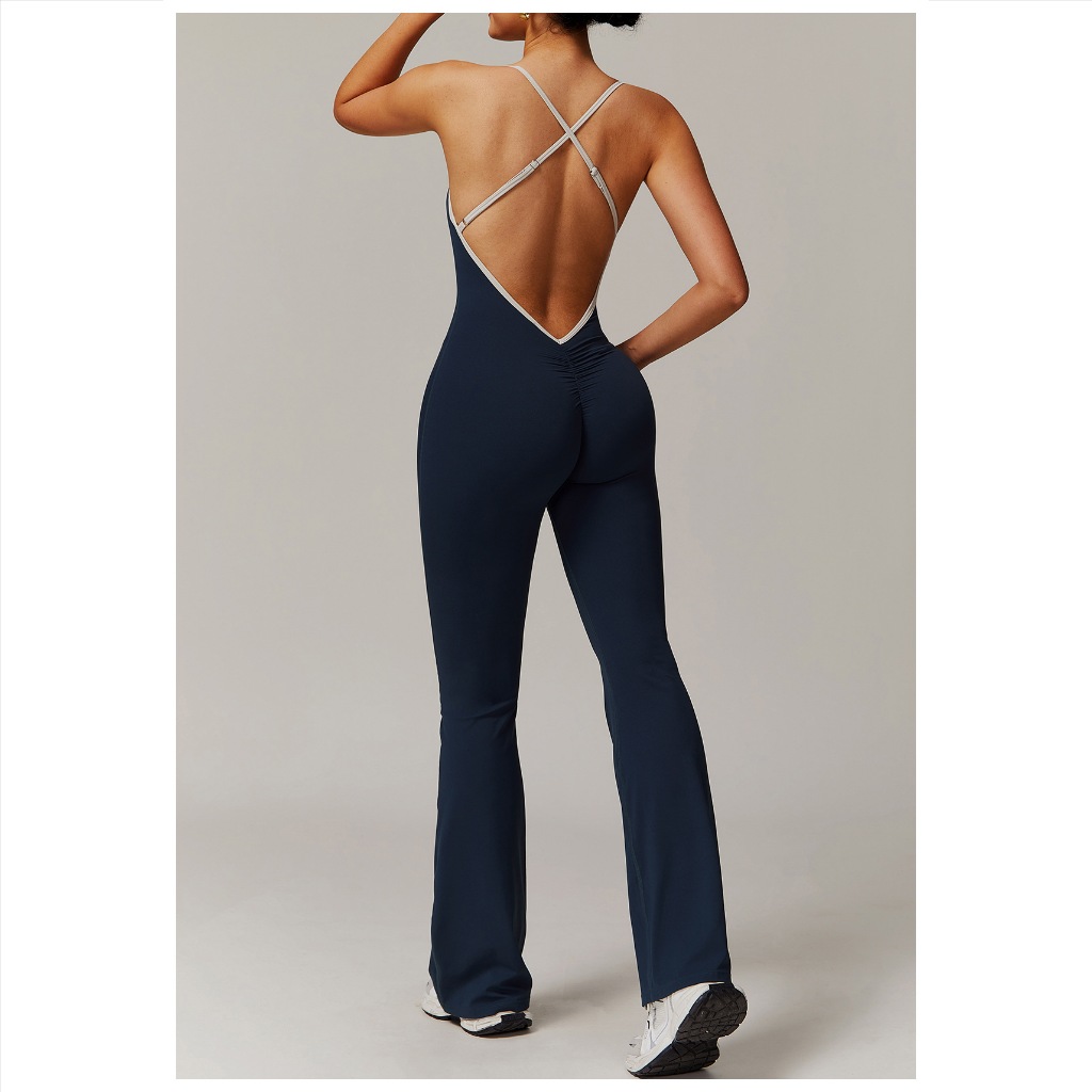 【Fumeng】Bộ jumpsuit nữ tập gym phong cách hotgirl eo cao lưng tròn