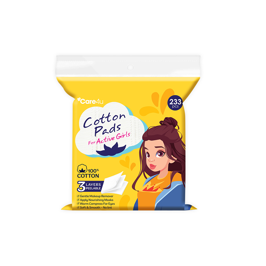 Bông Tẩy Trang Cao Cấp Care4u 3 Lớp Dùng Đắp Toner Chất Liệu Cotton 233 miếng