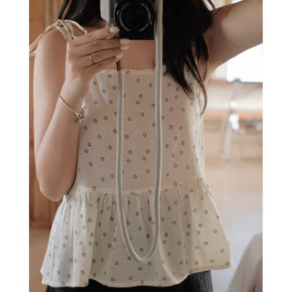 Floral top - Áo dây thắt nơ linen hoa nhí babydoll Ma Vie