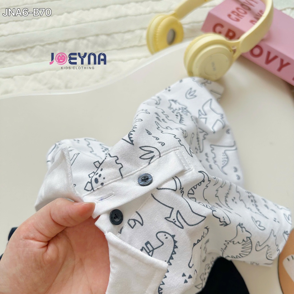 [ Joeyna ] b70 bộ polo in tràn khủng long cho bé 8-24kg