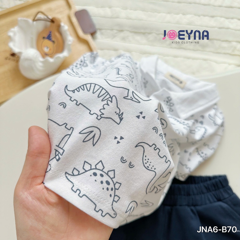 [ Joeyna ] b70 bộ polo in tràn khủng long cho bé 8-24kg