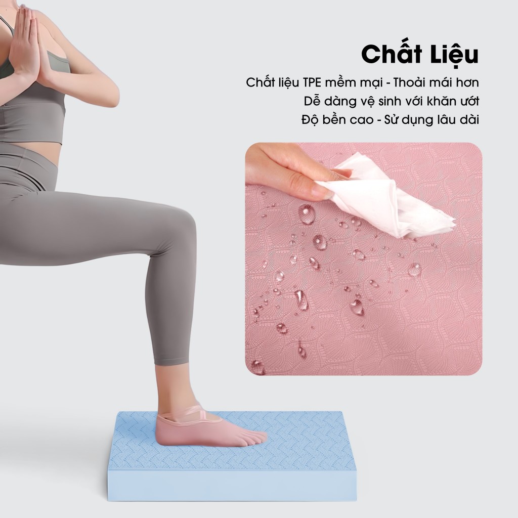 Đệm Phẳng TPE Đa Năng Tập Yoga - Plank - Giữ Thăng Bằng - Kê Gối Dày 2cm/4cm - DemPhang01