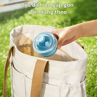 YOWXll  Cốc Gấp Gọn Du Lịch Kết Hợp Làm Đá Viên , Khuôn Làm Đá Kèm Cốc Silicone Có Ống Hút Tiện Lợi
