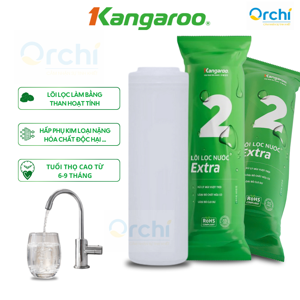 Lõi Lọc Thô Số 2 Kangaroo Extra Than Hoạt Tính Cho Máy Lọc Nước Khử Clo Mùi Hôi Có Trong Nước