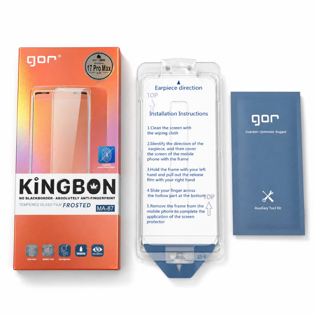 KÍNH CƯỜNG LỰC iPhone KHÔNG Viền Đen CHỐNG VÂN - Chống Chói CHO IP 13 đến 17 Pro Max KiNGBON MA-87