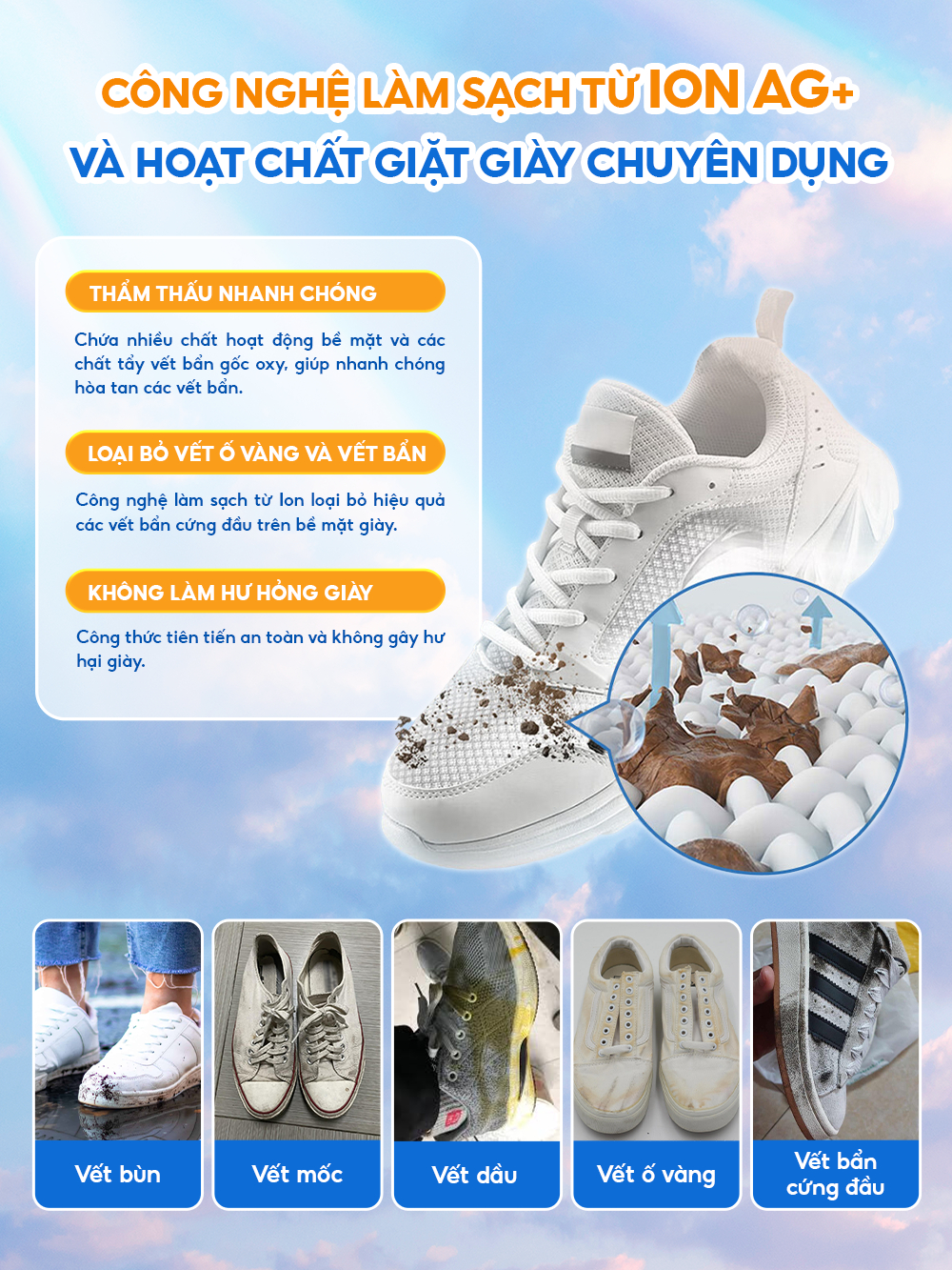 Chai xịt tạo bọt vệ sinh giày tiện lợi XIMO, Chai vệ sinh giày khô sạch và khử mùi hôi giày VSG02 - ảnh 4