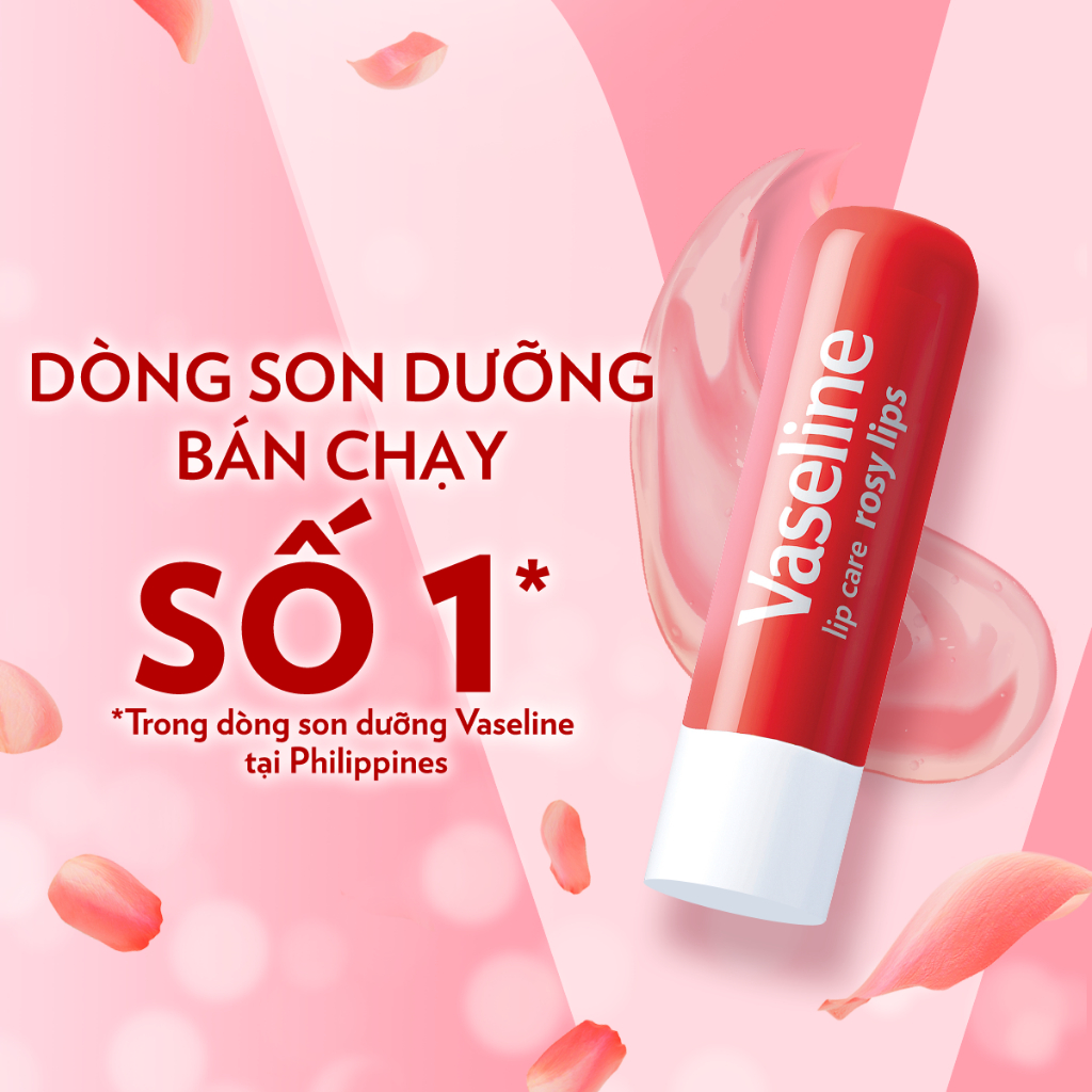 Bộ 3 cây son dưỡng môi Vaseline Lip Care Hồng Xinh dạng thỏi 4.8g