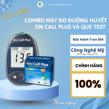 ComBo Máy Đo Đường Huyết On Call Plus Và Que Test, Máy Test Tiểu Đường Tại Nhà, Bảo Hành Trọn Đời