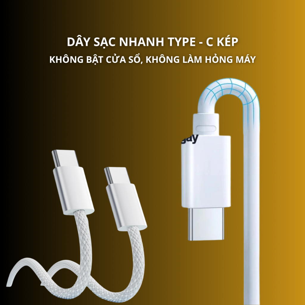 Dây Sạc Nhanh 60W Type C 1m – Cáp PD Sạc Nhanh Cho Điện Thoại & Tablet