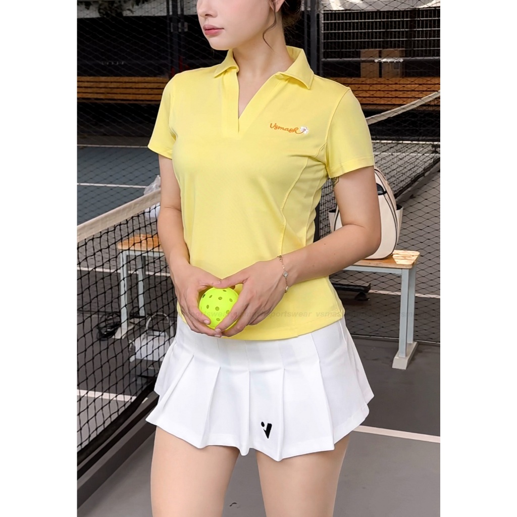 Áo thun thể thao nữ polo cá sấu DAISY BLOOM  Vsmash Sportswear – Co Giãn Gym Chạy Bộ Cầu Lông Yoga Tennis Pickleball