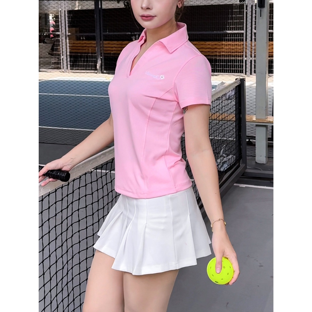 Áo thun thể thao nữ polo cá sấu DAISY BLOOM  Vsmash Sportswear – Co Giãn Gym Chạy Bộ Cầu Lông Yoga Tennis Pickleball