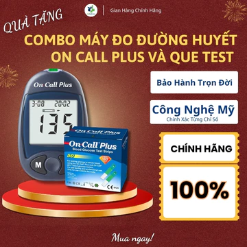 [Quà Tặng] ComBo Máy Đo Đường Huyết On Call Plus Và Que Test, Máy Test Tiểu Đường Tại Nhà, Bảo Hành Trọn Đời
