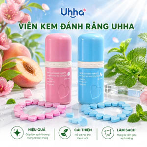 1 HỘP VIÊN KEM ĐÁNH RĂNG UHHA - GIÚP HƠI THỞ THƠM MÁT, TIỆN LỢI MANG THEO - LỌ 35 VIÊN