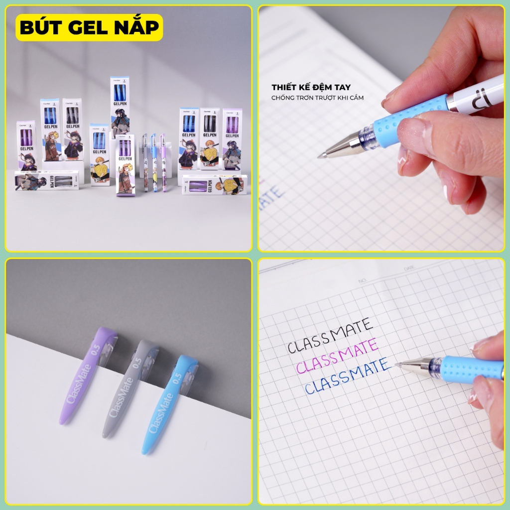 Combo 20 Bút Gel Xanh Đen Tím, Viết Trơn, Mực Đậm, Classmate 24 Bút Bi Cung Hoàng Đạo Xanh Đen, Nhanh Khô, Viết Trơn