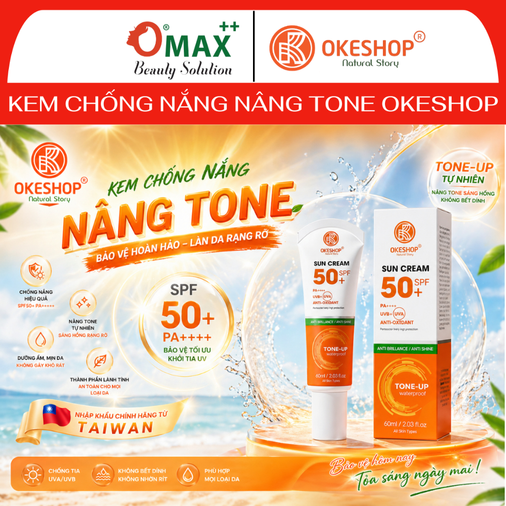 Kem Chống Nắng Nâng Tông OKESHOP 60ml SPF 50+ PA++++ Anti-oxydant - Bảo ...