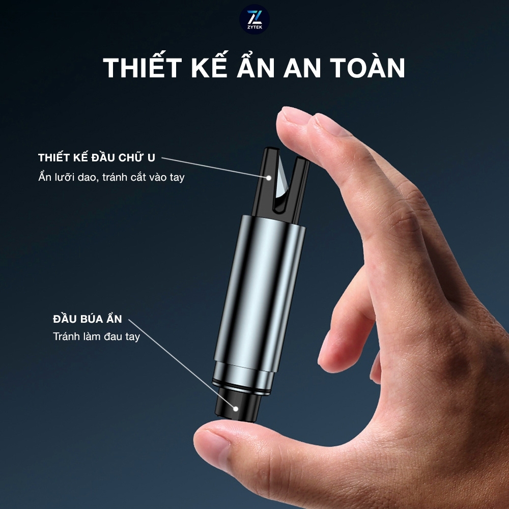 Búa thoát hiểm ô tô chính hãng ZYTEK phá kính khẩn cấp, cắt dây an toàn siêu nhanh, lõi thép cao cấp