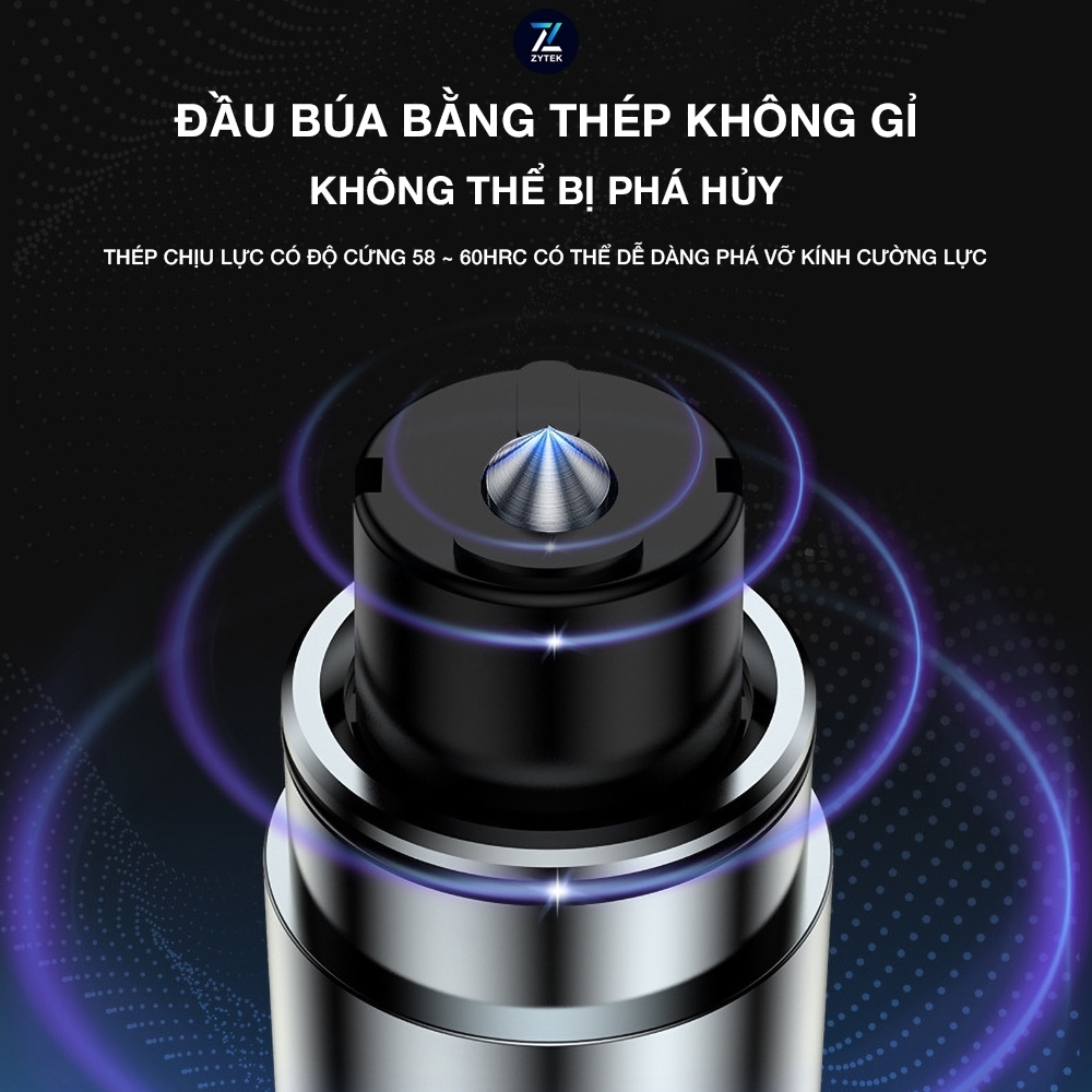 Búa thoát hiểm ô tô chính hãng ZYTEK phá kính khẩn cấp, cắt dây an toàn siêu nhanh, lõi thép cao cấp