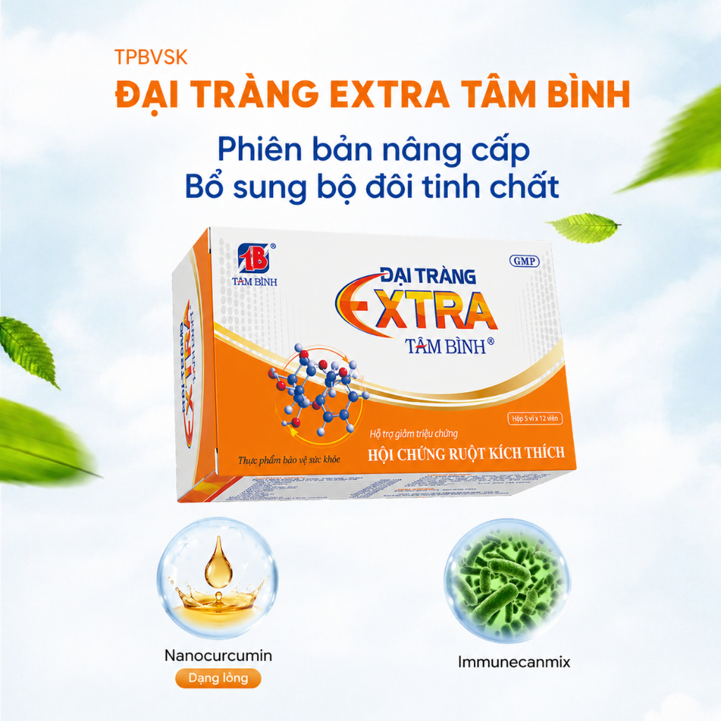 Combo 02 hộp Đại tràng Extra Tâm Bình hỗ trợ viêm đại tràng, bảo vệ niêm mạc hộp 5 vỉ x 12 viên
