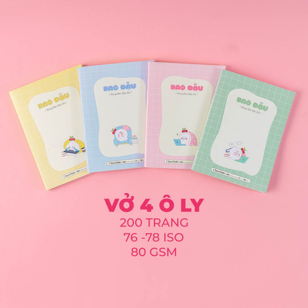 Combo 2/5/10 Tập Học Sinh Miền Nam Bao Đậu Classmate A5 Bìa Dày Chống Nước, Giấy Ăn Mực Chống Loá Không Lem, Vở 4 Ô Ly
