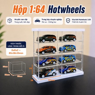[OTO MINI GT] Hộp Mica Trưng Bày Xe Mô Hình MiniGT 8 Ngăn – Kệ Đựng Xe 1:64 Chống Bụi, Trong Suốt Cao Cấp Hotwheels