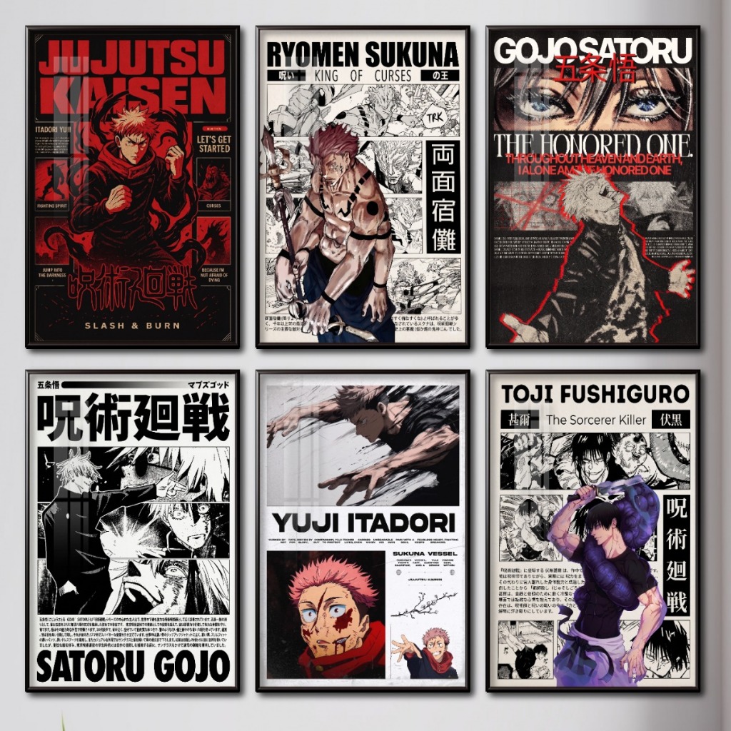 Tranh Anime Manga Jujutsu Kaisen (Chú thuật hồi chiến) Tranh Tráng Gương Khung Composite decor treo tường