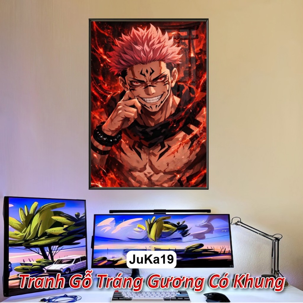 Tranh Anime Manga Jujutsu Kaisen (Chú thuật hồi chiến) Tranh Tráng Gương Khung Composite decor treo tường