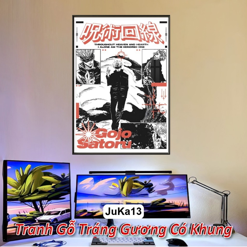 Tranh Anime Manga Jujutsu Kaisen (Chú thuật hồi chiến) Tranh Tráng Gương Khung Composite decor treo tường