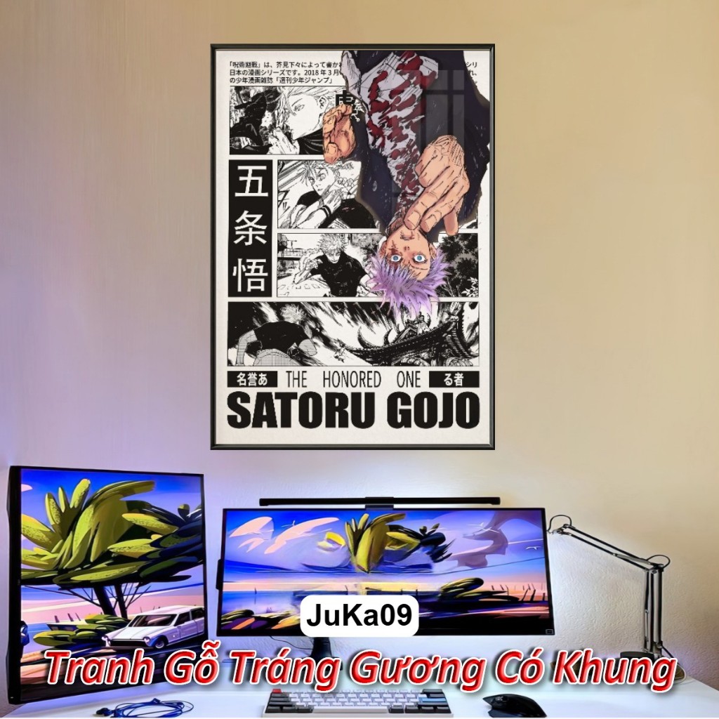 Tranh Anime Manga Jujutsu Kaisen (Chú thuật hồi chiến) Tranh Tráng Gương Khung Composite decor treo tường