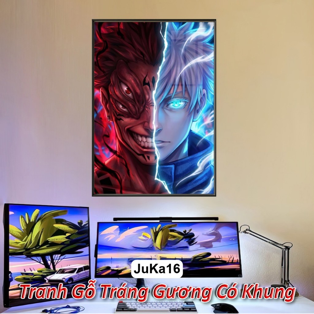 Tranh Anime Manga Jujutsu Kaisen (Chú thuật hồi chiến) Tranh Tráng Gương Khung Composite decor treo tường