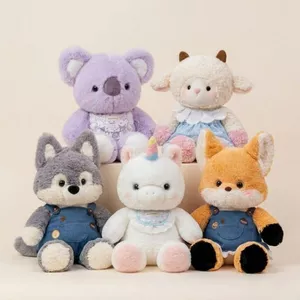 Gấu Bông Động Vật Thỏ,Mèo,Kolala,Teddy Đeo Yếm Chạy Bộ Lông Thỏ Mềm Mại Làm Quà Tặng Cho Bé,Bạn Gái