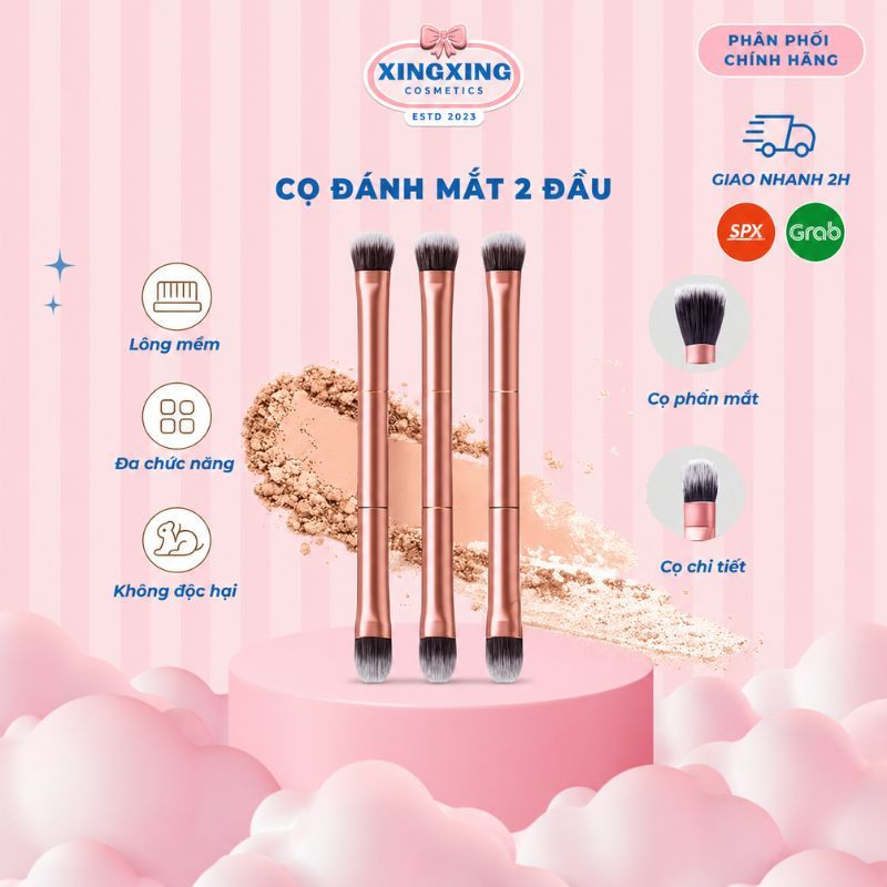 Cọ đánh mắt 2 đầu cọ trang điểm đánh phấn mắt 2 đầu trang điểm makeup không nhoè tiện dụng