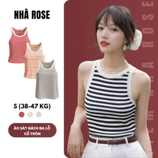 Áo Sát Nách Ba Lỗ Nữ Cổ Tròn Ôm Body Kẻ Sọc Chất Vải Thun WAS001