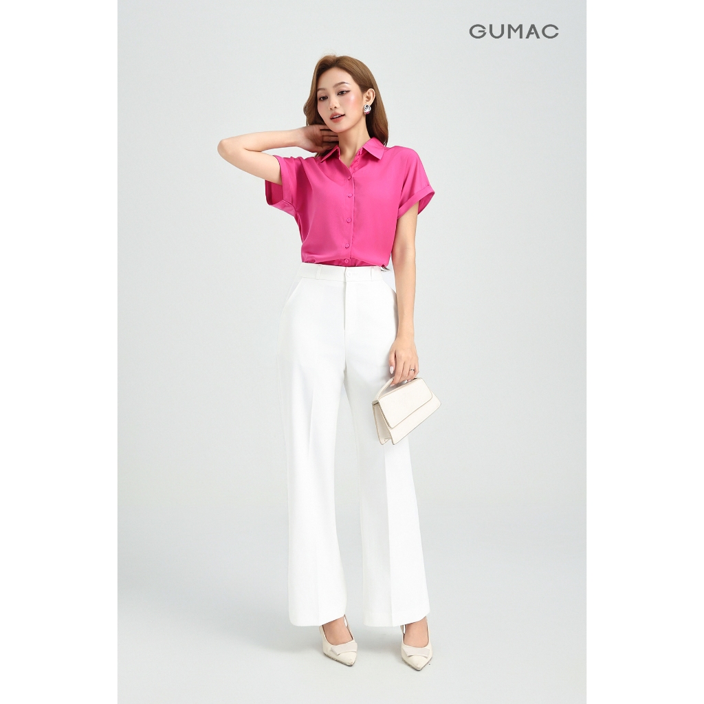 Quần Tây Nữ GUMAC Ống Rộng Form Cơ Bản Lưng Có Con Đỉa Tôn Dáng Hiện Đại LQG0110 - LQG0412