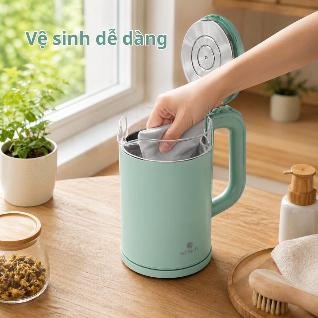 Ấm Siêu Tốc Thủy Tinh Elmich KEE-9141WG 1.8L 2200W, Đun Nhanh, Tự Ngắt An Toàn, Tiết Kiệm Điện