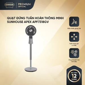 Quạt đứng tuần hoàn thông minh Sunhouse Apex APF7318GV - Điều khiển giọng nói - 8 cấp độ gió - Tuần hoàn 4 chiều