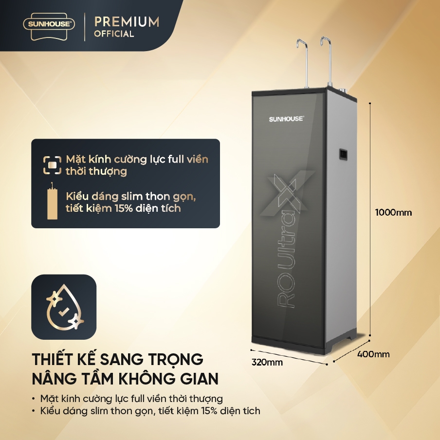 [LẮP ĐẶT TOÀN QUỐC] Máy lọc nước Ion kiềm Hydrogen UltraX SUNHOUSE SHA76639LA - 4 chế độ nước: Nóng-Lạnh-RO-Hydrogen